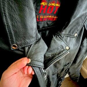 Black leather motorcycle Jacket